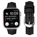 Cinturino sottile in pelle per Apple Watch Serie 11/10/9/8/SE 3/SE (2022)/7/SE/6/5/4/3/2/1 - 42mm/41mm/40mm/38mm - Nero