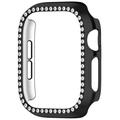 Custodia con Strass Decorativo con Protezione dello Schermo per Apple Watch Series 12 - 47mm - Nero