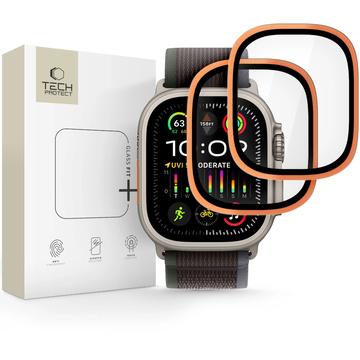 Protezione dello schermo in vetro temperato Apple Watch Ultra/Ultra 2/Ultra 3 Tech-Protect Glass Ring - 9H, 2 pz. - Arancione cosmico