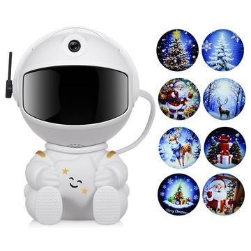 Astronauta che abbraccia la stella di Natale Lampada proiettore - Alimentazione USB