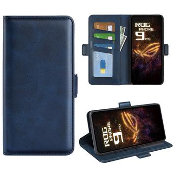 Custodia a portafoglio con chiusura magnetica per Asus ROG Phone 9 Pro - Struttura in vitello - Blu