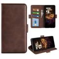 Custodia a portafoglio con chiusura magnetica per Asus ROG Phone 9 Pro - Struttura in vitello - Marrone