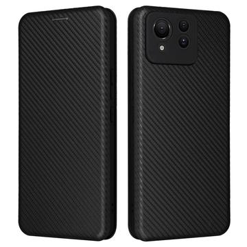 Custodia a Flip per Asus Zenfone 11 Ultra - Fibra di Carbonio - Nera