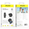 Microfono lavalier wireless Awei MK3 con doppio magnete e ricevitore Type-C - Nero