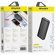 Power bank Awei P6K Pro da 20000mAh - 2x USB-A/USB-C - Nero