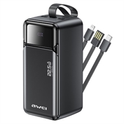 Power bank Awei PA-107 da 50000mAh - 22.5W, con porte USB-C/3x USB integrate - Nero