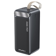 Power bank Awei PA-81 da 50000mAh - 65W, USB-C/2xUSB-A, display a LED - Nero