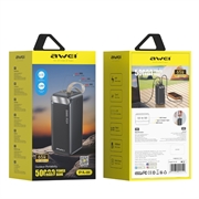 Power bank Awei PA-81 da 50000mAh - 65W, USB-C/2xUSB-A, display a LED - Nero