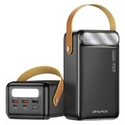 Power bank Awei PA-82 da 60000mAh - 65W, 2x USB-A/USB-C, display a LED, torcia - Nero