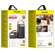 Power bank Awei PA-82 da 60000mAh - 65W, 2x USB-A/USB-C, display a LED, torcia - Nero