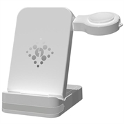 B-27 Caricabatterie wireless pieghevole 3 in 1 con luce notturna - 15W - Bianco