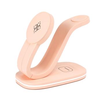 Caricabatterie wireless B-28 3-in-1 con luce notturna - Rosa