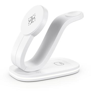 Caricabatterie wireless B-28 3-in-1 con luce notturna - Bianco
