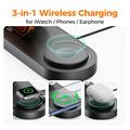 Stazione di ricarica wireless 3 in 1 B-33 con connettori USB-C - 15W - Nero