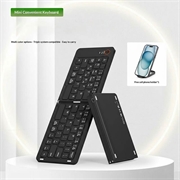 B023 Tastiera wireless pieghevole magnetica a 68 tasti con supporto per telefono - QWERTY - Nero