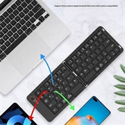 B023 Tastiera wireless pieghevole magnetica a 68 tasti con supporto per telefono - QWERTY - Nero