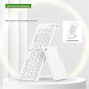 B023 Tastiera wireless pieghevole magnetica a 68 tasti con supporto per telefono - QWERTY - Bianca