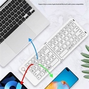 B023 Tastiera wireless pieghevole magnetica a 68 tasti con supporto per telefono - QWERTY - Bianca