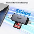 Lettore di schede BENFEI 2 in 1 USB-C/USB-A 3.0 - SD, TF, microSD - Nero