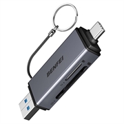 Lettore di schede BENFEI 2 in 1 USB-C/USB-A 3.0 - SD, TF, microSD - Nero