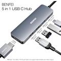 Hub adattatore USB-C 5 in 1 BENFEI - HDMI 4K, PD da 100W, USB-A - Grigio