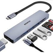 Hub adattatore USB-C 7 in 1 BENFEI - HDMI 4K a 60Hz, PD da 100W, 3 porte USB-A, lettore di schede SD e microSD