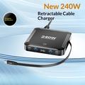BK-124D: stazione di ricarica da tavolo da 240W con cavo USB-C retrattile - 2 porte USB-C, 2 porte USB-A