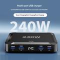 BK-124D: stazione di ricarica da tavolo da 240W con cavo USB-C retrattile - 2 porte USB-C, 2 porte USB-A