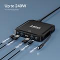 BK-124D: stazione di ricarica da tavolo da 240W con cavo USB-C retrattile - 2 porte USB-C, 2 porte USB-A