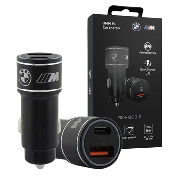 Caricabatterie Rapido per Auto BMW M Edition con USB-C PD, USB-A QC3.0 - 36W - Nero