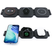 Caricabatterie wireless magnetico pieghevole 3 in 1 BMW M con logo Q2 stampato - Rosso