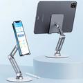 BONERUY L06X Supporto in alluminio per smartphone/tablet – Rotazione a 360, pieghevole, multi-angolazione - Grigio scuro