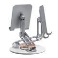 BONERUY L06X Supporto in alluminio per smartphone/tablet – Rotazione a 360, pieghevole, multi-angolazione - Grigio scuro