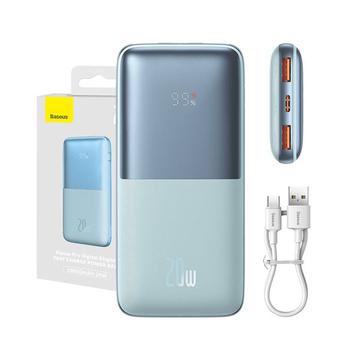 Baseus Bipow Pro Display digitale Ricarica rapida Banca di potenza 10000mAh/20W - 2xUSB, USB-C - Blu