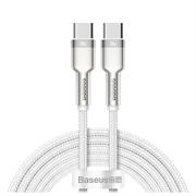 Cavo USB-C/USB-C intrecciato in nylon della serie Baseus Cafule Metal - 100W - 2m - Bianco
