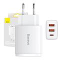 Caricabatterie rapido Baseus Compact 30W - USB-C PD, 2xUSB - Bianco