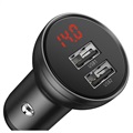 Caricabatteria da Auto Dual USB Baseus Digital Display - 4.8A - Grigio