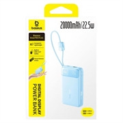 Power bank Baseus EnerFill FC11 da 20000mAh, 22.5W - Cavi USB-C e Lightning - Blu