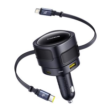 Caricabatterie da auto Baseus Enjoyment Max 90W con cavi USB-C e Lightning - Nero