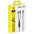 Cavo di ricarica rapida Baseus Flash 4 2-in-1 da USB-C a doppia porta USB-C, 1.5m/140W - Nero