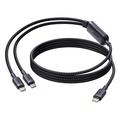 Cavo di ricarica rapida Baseus Flash 4 2-in-1 da USB-C a doppia porta USB-C, 1.5m/140W - Nero