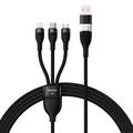 Cavo di ricarica rapida 3 in 1 Baseus Flash Series II da 100W - 1.2m - Nero