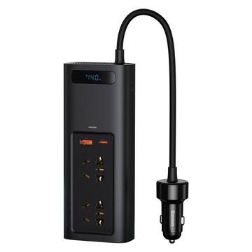 Baseus In-Car Inverter 150W e caricatore da auto - USB-C, USB-A - Nero