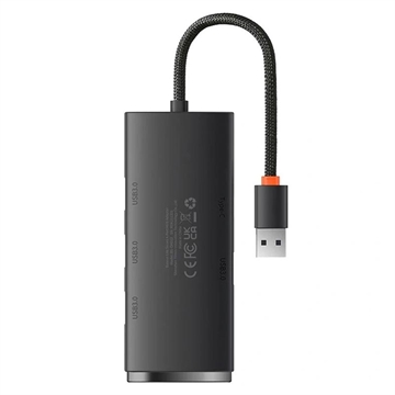 Baseus Lite Series Hub 4in1 WKQX030001 da USB a 4x USB 3.0, 25 cm - Nero