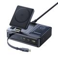 Stazione di ricarica wireless Baseus Nomos 140W Qi2 5-in-1 con cavo USB-C retrattile - Nero