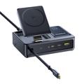Stazione di ricarica wireless Baseus Nomos 140W Qi2 5-in-1 con cavo USB-C retrattile - Nero