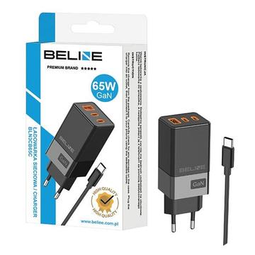 Beline BLN3CB65C Caricatore da parete GaN 65W con cavo USB-C - 2xUSB-C, USB-A