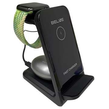 Stazione di Ricarica Wireless 3 in 1 Beline HY08 - 15 W - Nera