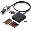 Lettore di schede Benfei 4 in 1 USB-C/USB-A 3.0 - Schede SD, microSD, MS e CF - Nero