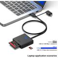Lettore di schede Benfei 4 in 1 USB-C/USB-A 3.0 - Schede SD, microSD, MS e CF - Nero